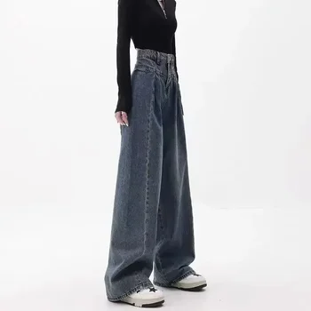 2024 Женская уличная одежда, Винтажные джинсы, джинсовые брюки, Корейская мода, мешковатые джинсы, женские брюки с высокой талией, дизайн оверсайз, женские брюки Y2k