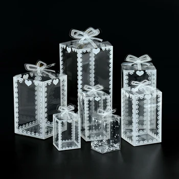 5шт Прозрачная коробка из ПВХ для свадьбы, Дня рождения, торта, шоколада, яблочных конфет, упаковочных коробок, прозрачных подарочных коробок для вечеринок, мероприятий, Расходных материалов
