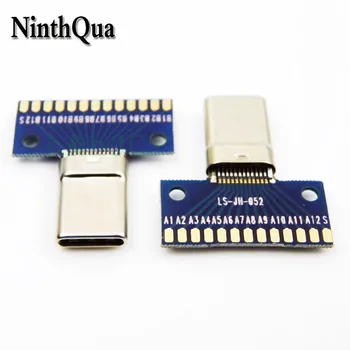 NinthQua 1шт Разъем USB 3.1 Type-C 24 + 2P Штекерный Адаптер для Пайки Кабеля 24P + 2P Детали Печатной платы