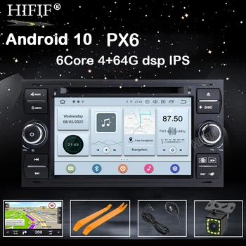 PX6 DSP IPS Android 10.0 2 din Автомобильный DVD Для Ford Mondeo S-max Focus C-MAX Galaxy Fiesta transit Fusion Connect мультимедийный плеер