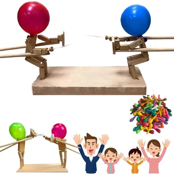 Бамбуковый человек Двойная многопользовательская битва, выяснение отношений, Тычок воздушным шаром, игрушечная голова, взаимодействие родителей и детей, деревянная кукла ручной работы