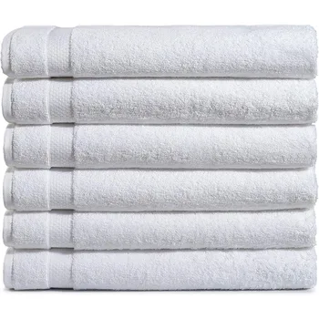 Банные полотенца для тела Бесплатная доставка Полотенце для душа 600 ГСМ Упаковка из 6 белых банных полотенец премиум-класса из 100% хлопка, набор для домашней ванной комнаты