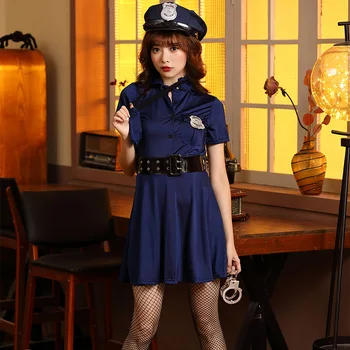 Взрослые женщины-полицейские, копы, Платье полицейского, Шляпа, костюмы для косплея на Хэллоуин, Наряд для ролевых игр