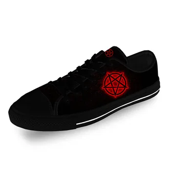 Горячая Пентаграмма, Готический Демон Сатана, Сатанинская Повседневная парусиновая обувь с 3D принтом, Мужские и женские Легкие дышащие кроссовки