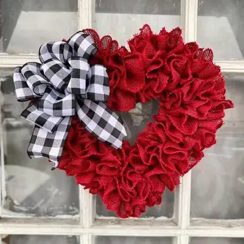День Святого Валентина, красная гирлянда в форме сердца, венок, входная дверь, Венок на День Святого Валентина, Реквизит для фотосъемки, свадебный подвесной венок