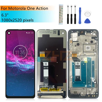 Для Motorola One Action ЖК-дисплей с сенсорным экраном, дигитайзер в сборе с рамкой, запасные части для дисплея Moto One Action