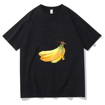 Женская одежда в корейском стиле с фруктами, футболка с рисунком аниме с бананом, Летние топы Harajuku из 100% хлопка с коротким рукавом, повседневные