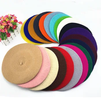 Женские повседневные шерстяные береты, шляпы тыквенных художников, зимние женские британские круглые мягкие разноцветные береты