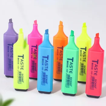 Забавный 8-цветной флуоресцентный маркер Knowledge Point Marker, раскрашивающий блокнот для рисования граффити с плоской головкой акварельной ручкой