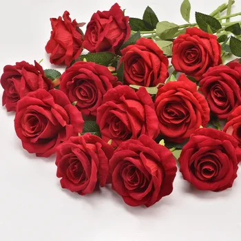 Имитация байковой розы, одиночные искусственные цветы, свадебный дом, декоративный ручной букет на День Святого Валентина, цветочная стена