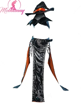 Комплект сексуального нижнего белья Mobbunny на Хэллоуин, готическая тыква, ведьма, топ с крыльями летучей мыши на бретелях и юбка с высоким разрезом, Шляпа, Перчатки, Носки