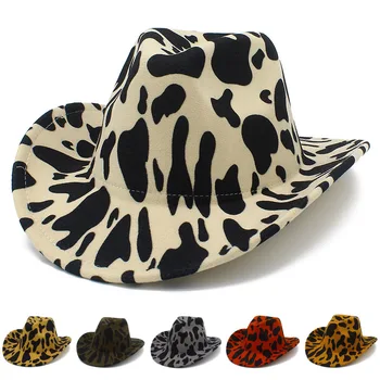 Корова Fedora шляпы женщины мужчины шерсть, шляпа Солнца шляпа ковбойские шляпы коров дерби Джаз шляпа трилби шапки локон краев вентилятора фетровых шляп