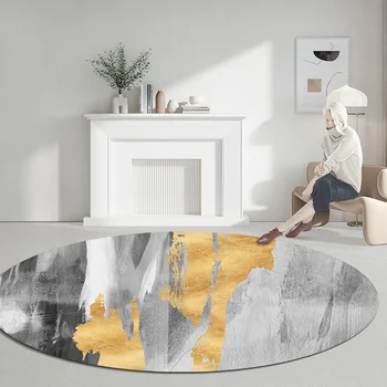 Круглый геометрический Художественный абстрактный ковер, Прикроватный коврик для гостиной, прикроватный коврик для спальни, Компьютерное кресло, зеркало в полный рост, Нескользящие коврики для гардероба