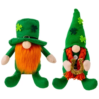 Кукла-Украшение на День Святого Патрика Зеленый Плюшевый Гном Безликая Кукла Декор Ирландской Вечеринки в честь Дня Святого Патрика Украшения Ирландский Подарок