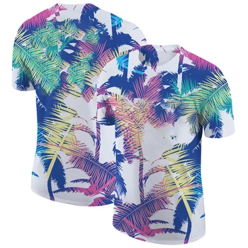 Летняя футболка с 3D-принтом Beach Element Серии Vacation Leisure Outdoor Street Для мужчин, топ с круглым вырезом, Большой дышащий короткий рукав