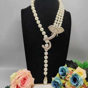 Модное жемчужное ожерелье в виде слона с преувеличением для женщин, дизайнерские украшения, готический подиум, панк, Топовый люксовый бренд