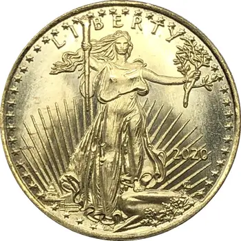 Монета в слитках America Eagle стоимостью 25 долларов США 2020 года из латуни, Металлическая Памятная Золотая монета, Копировальная монета