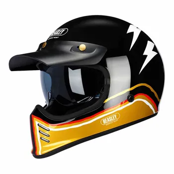 Мотоциклетный шлем Black Lightning, винтажный, износостойкий, для байкеров, дышащий шлем для мотокросса, защита от падения
