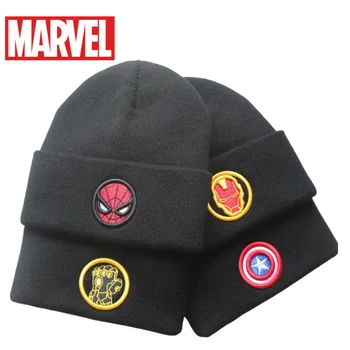Мстители, Фильм Marvel, Человек-паук, Капитан Америка, Железный Человек, Детская модная теплая вязаная шапка с вышивкой, Рождественский подарок