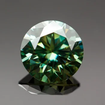 Муассанит зеленого цвета круглой огранки 8 сердечек 8 стрел Сертифицированный лабораторный алмазный тестер с отчетом GRA для самостоятельного изготовления ювелирных изделий