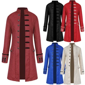 Мужские длинные пальто, винтажная куртка, панк-одежда 70-х, Викторианский готический фрак, костюмы для косплея, одежда в стиле стимпанк, милитари, пальто для детей