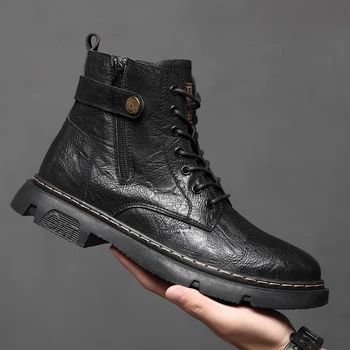 Мужские кожаные водонепроницаемые ботильоны Chukka на шнуровке, оксфордские модельные ботинки, повседневная деловая рабочая повседневная обувь для мужчин