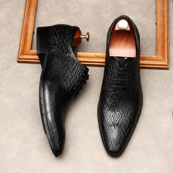Мужские модельные туфли в британском стиле, роскошная натуральная кожа, новинка 2024 года, дизайнерская мода, светские свадебные туфли ручной работы с острым носком, мужские