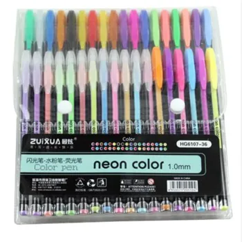 набор из 36 гелевых ручек Цветные гелевые ручки Блестящие Металлические ручки Хороший подарок для раскрашивания детских эскизов Рисования