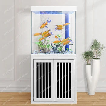Напольный аквариум для рыб в гостиной, Большой аквариум с небольшим изменением экологии, донный фильтр для воды