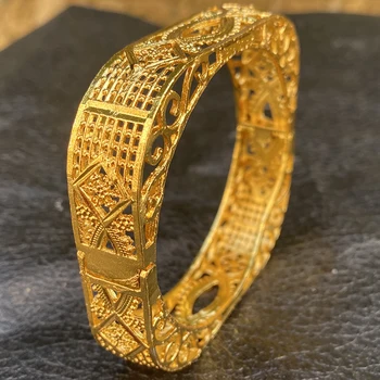 Нерегулярный Эфиопский браслет из 4шт 24-каратного золота, Индийский браслет из Саудовской Аравии, арабских Дубайских браслетов для женщин, свадебные украшения, Африканские подарки