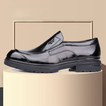 Новые мужские Деловые Модельные туфли Из натуральной Кожи На Толстой Подошве С круглым носком Повседневная обувь Свадебные Мужские туфли