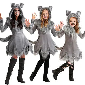 Новый сексуальный костюм девушки-Пушистого Волка женское платье wolf на Хэллоуин, Пушистые костюмы для женщин, Костюм животного, Косплей, Рождественский костюм