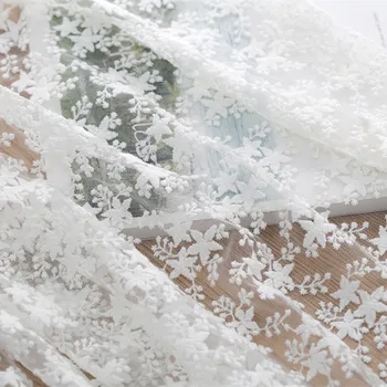 Однотонная газовая ткань с вышивкой звездами, свадебное платье ручной работы, лоскутное шитье своими руками