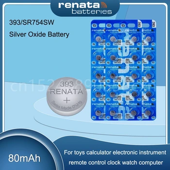 Оригинальный Совершенно Новый аккумулятор Renata 393 SR754W 754 из оксида серебра 1,55 В для часов, калькулятора, ячейки для монет швейцарского производства