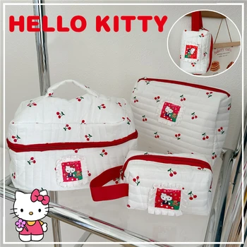 Портативная женская косметичка Hello Kitty, мультяшная дорожная косметичка большой емкости, многофункциональная косметичка для косметических принадлежностей