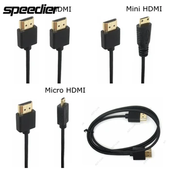 Портативный OD 3,0 мм Сверхмягкий Micro HDMI-совместимый и Mini HDMI-совместимый мужской тонкий кабель HDMI-2.0 HD 2K 4K при 60 Гц 30 см 60 см 100 см