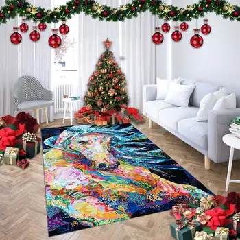 Рождественские коврики с 3D-принтом, противоскользящие коврики, большой ковер, украшение для дома