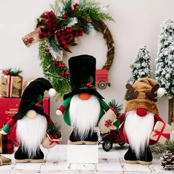 Рождественские украшения в виде гномов, 3 упаковки, рождественские гномы, плюшевые украшения ручной работы с рождественским эльфом, Санта-оленем, простые в использовании