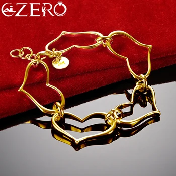 Романтический браслет с пятью сердечками из золота 24 карат ALIZERO для женщин, Модные Аксессуары для свадебной вечеринки, Изысканные Ювелирные украшения, Шарм, подарок на помолвку