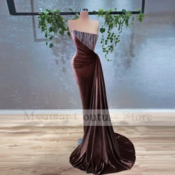 Роскошные вечерние платья русалки с кристаллами 2021 года, расшитые бисером на одно плечо, неформальная одежда для вечеринок