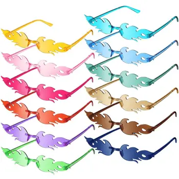 Солнцезащитные очки в форме пламени для женщин, модные солнцезащитные очки без оправы, новинка, солнцезащитные очки UV400 в оправе для ПК, для вечеринки, для косплея _DBT-3630_