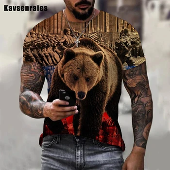 Футболка с медведем из России, 3D футболка с российским флагом, мужская женская одежда, фитнес с коротким рукавом, новейшие футболки 2022 года