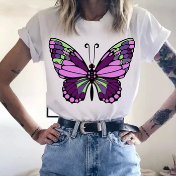 Футболки в стиле хип-хоп оверсайз с рисунком бабочки, повседневная мужская женская модная летняя футболка с коротким рукавом