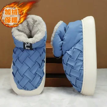 Хлопчатобумажная обувь для мальчиков, мужские зимние ботинки на меху, Теплая пуховая обувь на флисовой подкладке, Хлопчатобумажные ботинки