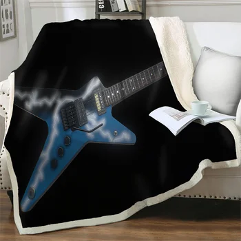 Художественная гитара 3D печать Мягкое теплое покрывало Легкие плюшевые фланелевые одеяла для дома Кровати Декор дивана Одеяла Чехол для ворса
