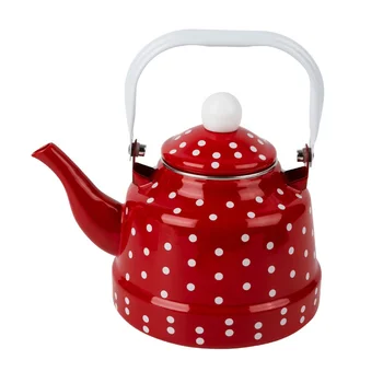 Эмалированный чайник в красный горошек, прочный нагревательный чайник для воды, Прекрасный Эмалированный чайник, Кухонный чайник, Металлический чайник для дома