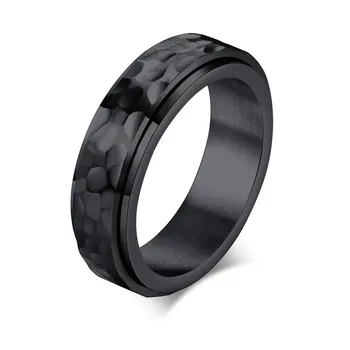 LETAPI Новые модные обручальные кольца из нержавеющей стали черного цвета 6 мм, кольца в стиле Панк, Винтажные вращающиеся украшения для снятия стресса, подарки